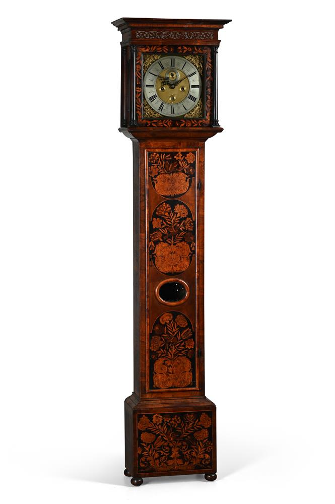 A WILLIAM III WALNUT AND FLORAL MARQUETRY EIGHT-DAY LONGCASE CLOCK