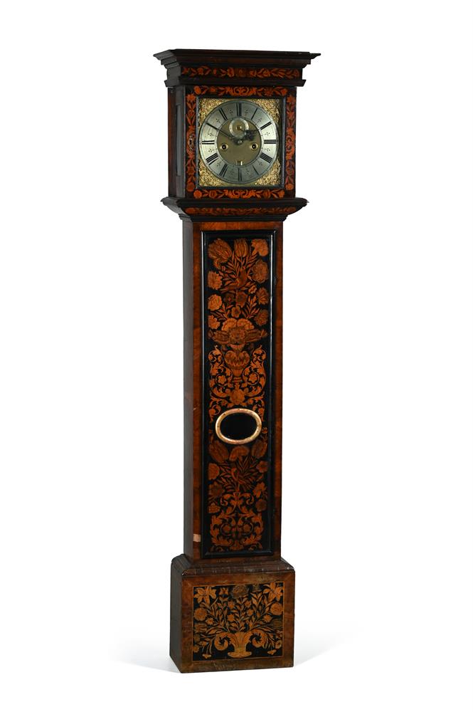 A WILLIAM III WALNUT AND FLORAL MARQUETRY EIGHT-DAY LONGCASE CLOCK