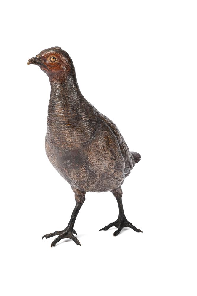 A VIENNA COLD PAINTED BRONZE PARTRIDGE BY FRANZ BERGMAN, AUSTRIAN