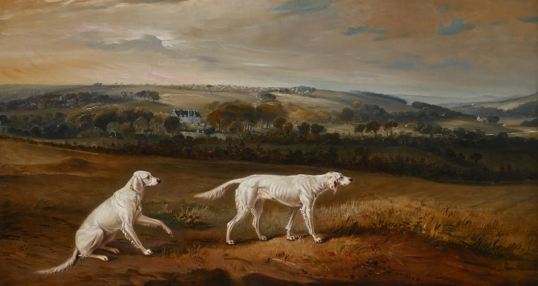 JOHN FERNELEY SENIOR (BRTISH 1782 - 1860), LORD KINTORE'S ENGLISH SETTERS 'BLUSH' AND 'JUNO'