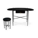 JACQUES ADNET (FRENCH, 1890-1984), VANITY DESK AND STOOL; CIRCA 1950