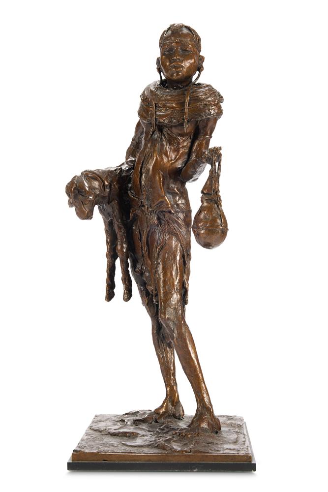 JONATHAN KENWORTHY (BRITISH B. 1943), POKOT GIRL WITH GOURD AND GOAT