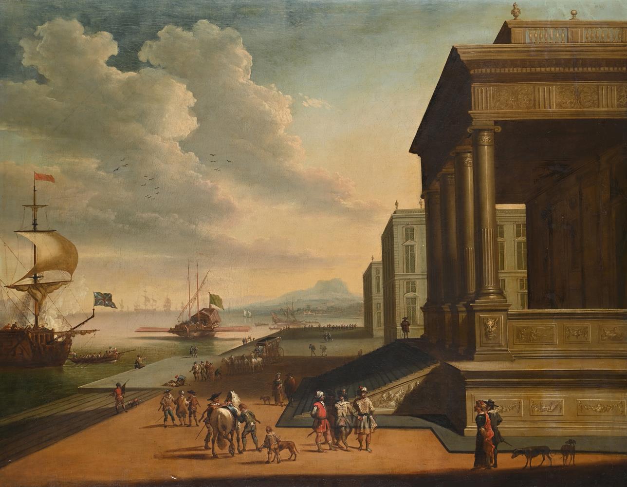 BRITISH SCHOOL (17TH CENTURY), BRITISH AND TURKISH SHIPS AND FIGURES IN A TRADING PORT ON THE LEVANT