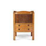 A GEORGE III SATINWOOD, MAHOGANY AND TULIPWOOD BEDSIDE COMMODE