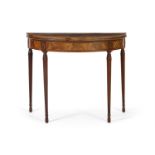 A GEORGE III DEMI-LUNE GAMES TABLECIRCA 1800, IN THE MANNER OF MAYHEW AND INCE
