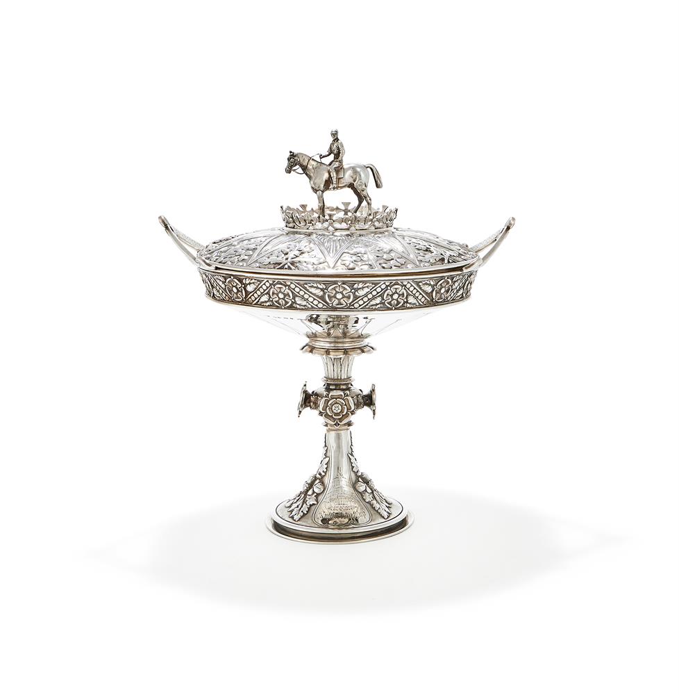 A VICTORIAN SILVER TROPHY CUP AND COVER, ELKINGTON & CO. BIRMINGHAM 1874