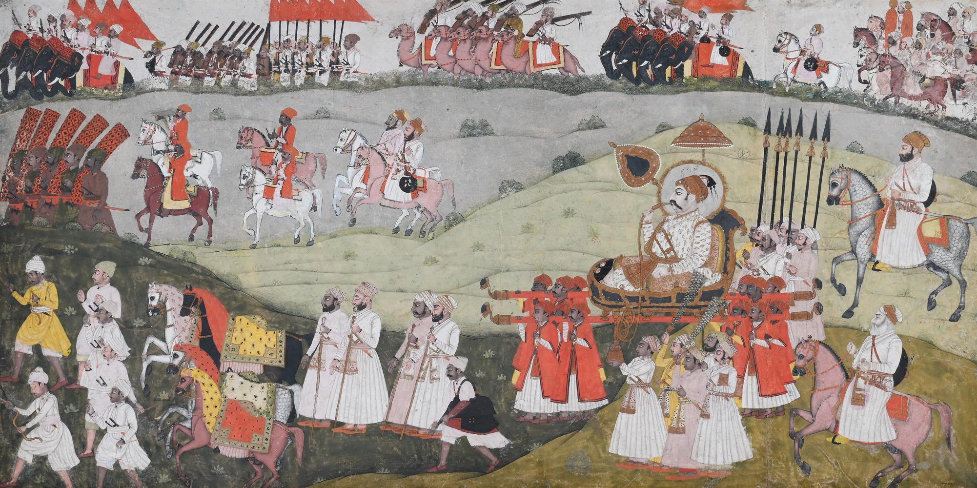 MURSHIDABAD ARTIST, CIRCA 1775, MUHAMMAD SHAH IN A PROCESSION WITH ALIVARDI KHAN OF BENGAL
