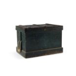 A BLACK-PAINTED DEAL, MAHOGANY, SATINWOOD, ROSEWOOD MARQUETRY CABINET MAKER'S TOOL CHEST