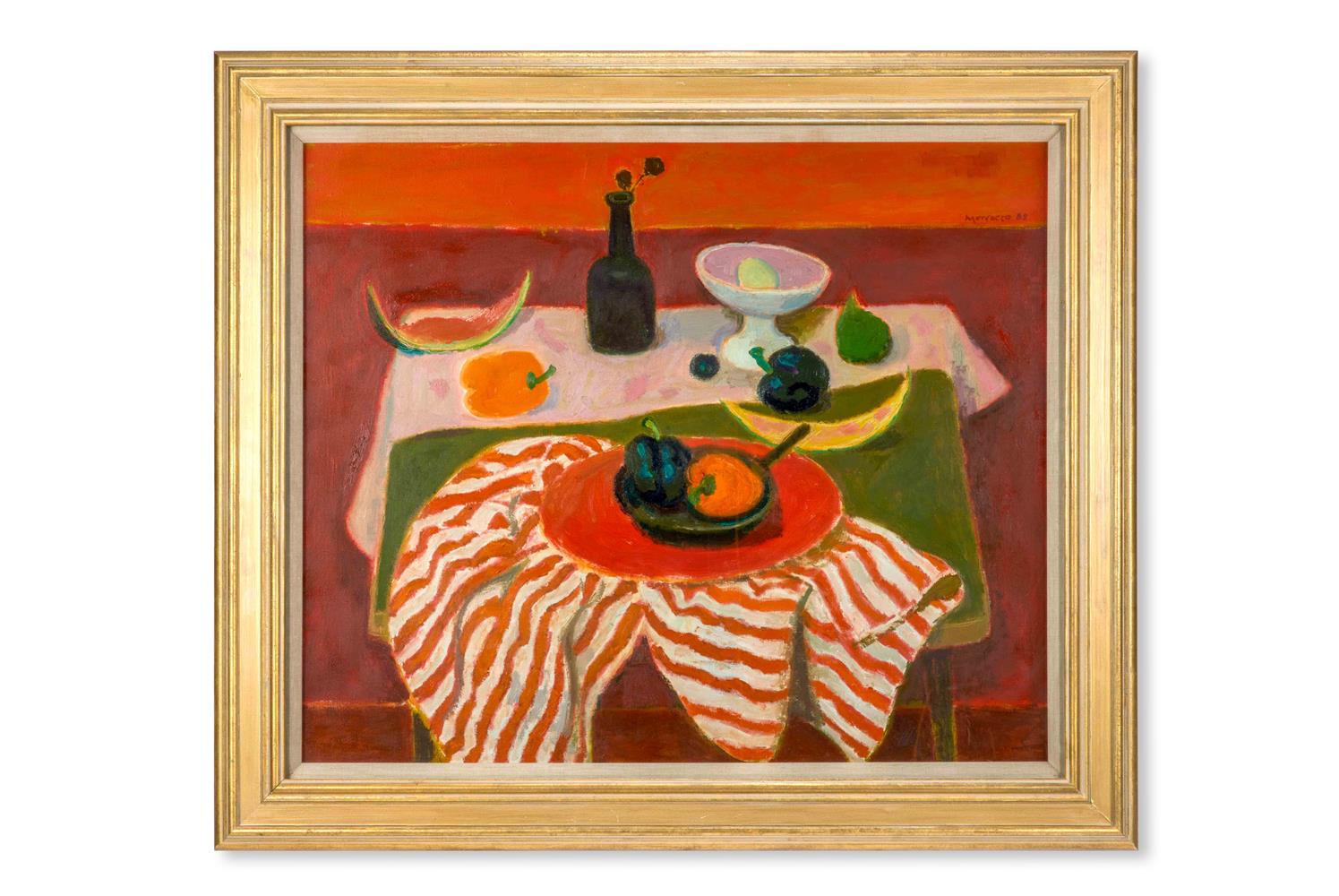 ALBERTO MORROCCO (BRITISH 1917-1998), PEPERONI AND STRIPED CLOTH