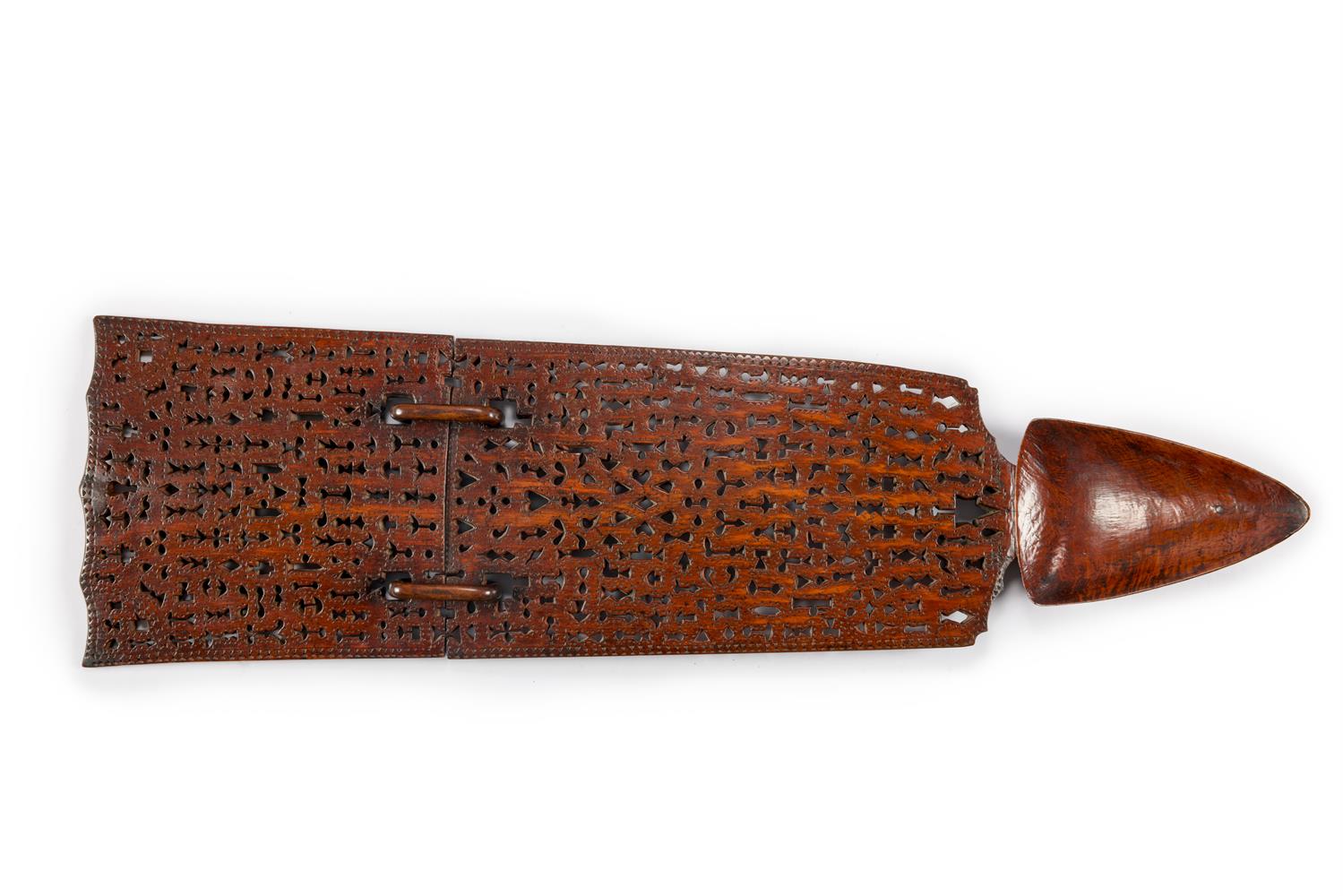 A RARE WELSH APPLEWOOD LOVE SPOON OF LARGE SIZE, PROBABLY NORTH WALES, MID 19TH CENTURY