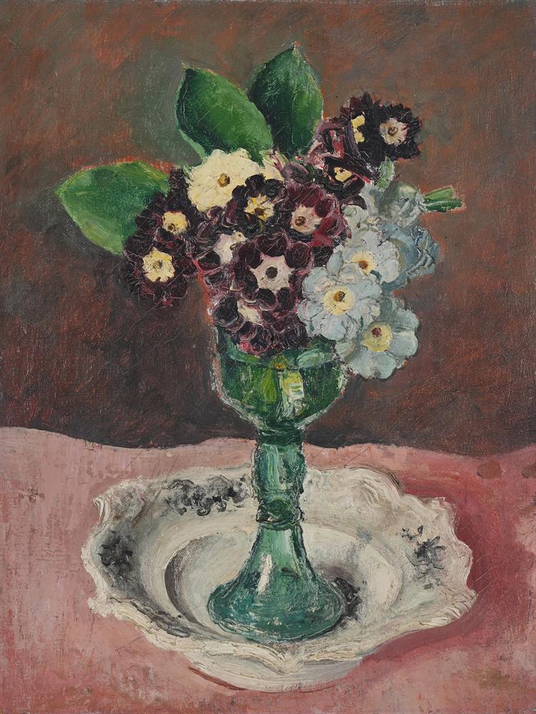 AUGUSTUS JOHN (BRITISH 1878-1961), AURICULAS IN A GLASS VASE
