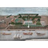COMPANY SCHOOL (CIRCA 1770), LANDSCAPE WITH A EUROPEAN RESIDENCE NEAR MURSHIDABAD OR KASIMBAZAR