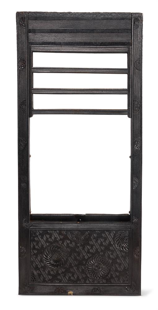 THOMAS JECKYLL, A SMALL CAST IRON FIRE SURROUND FOR BARNARD, BISHOP & BARNARDS, LATE 19TH CENTURY