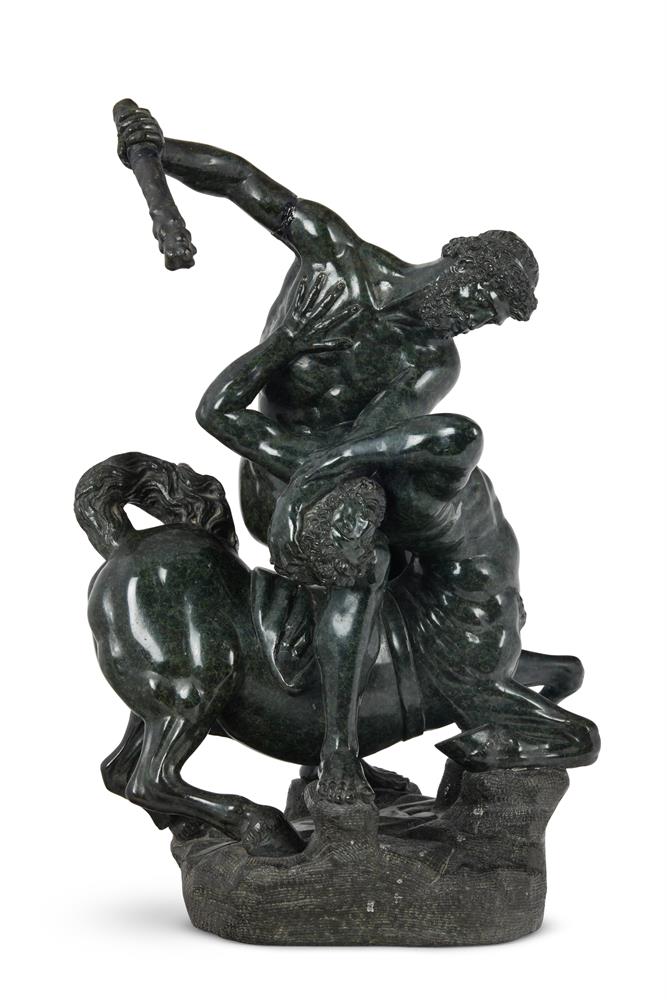 AFTER GIAMBOLOGNA, A CARVED GREEN SERPENTINE GROUP, 'HERCULES AND THE CENTAUR NESSUS', ITALIAN