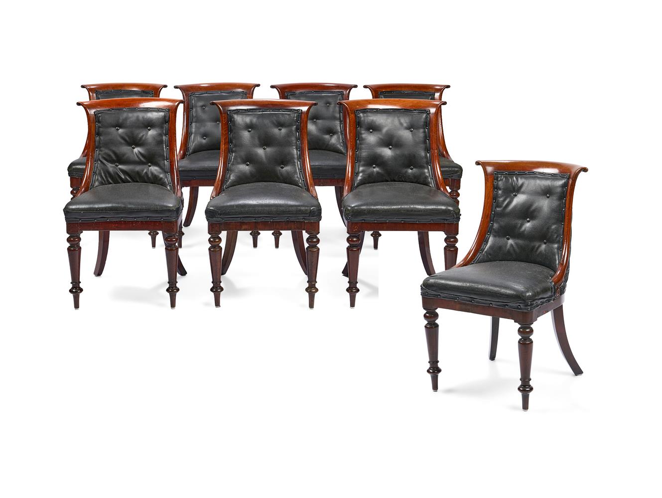 A SET OF EIGHT WILLIAM IV MAHOGANY DINING-CHAIRS, POSSIBLY IRISH