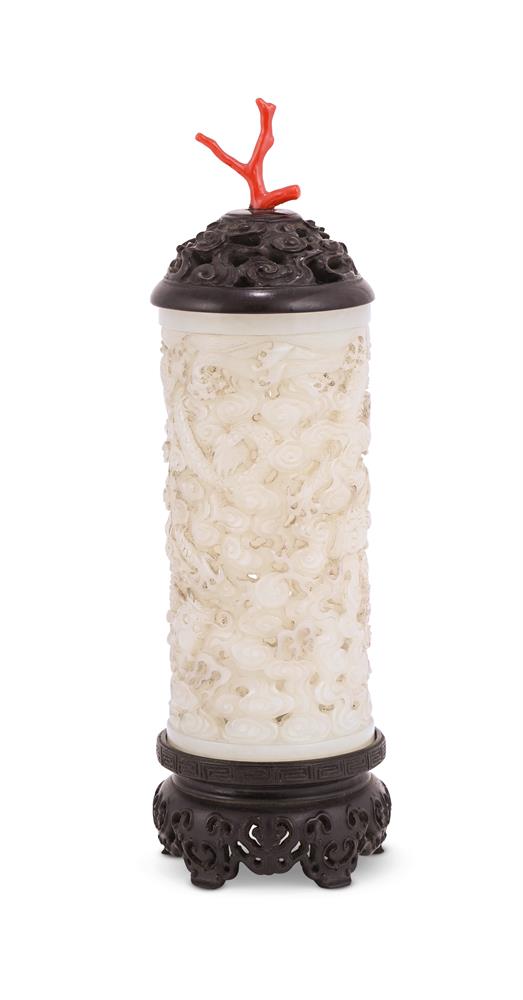 A Chinese white jade incense holder