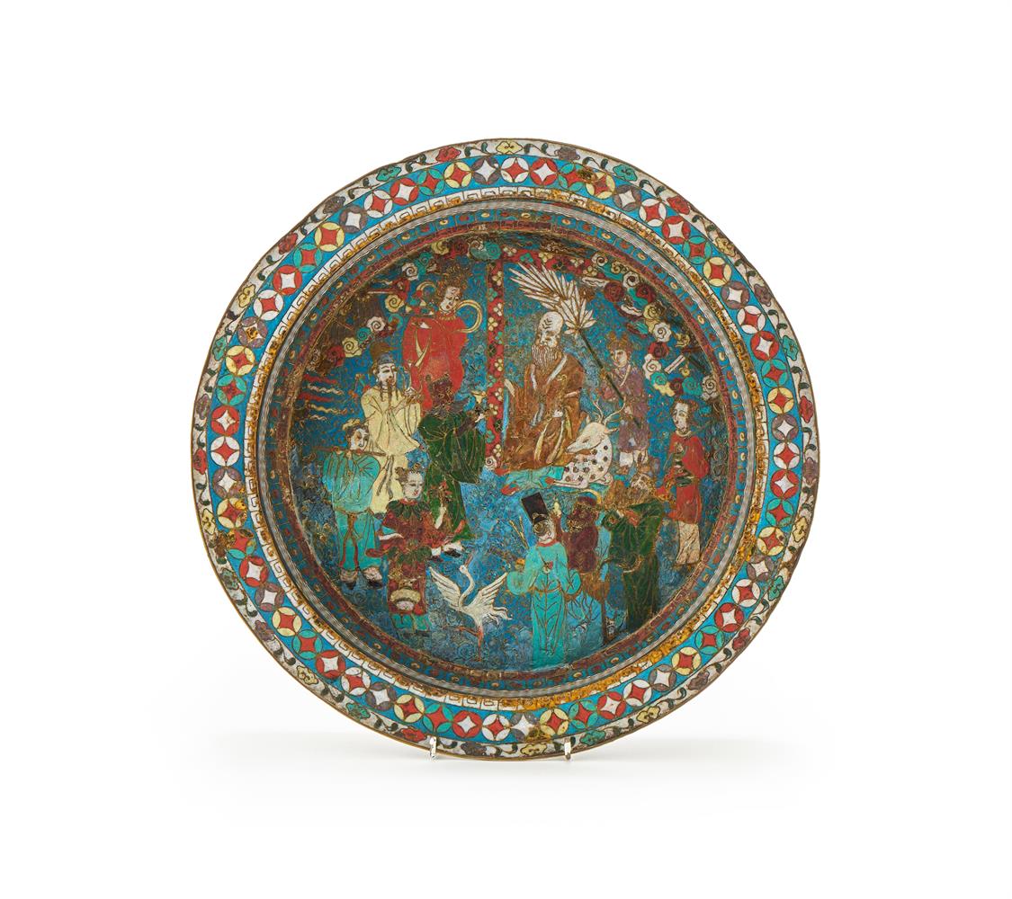 A large Chinese cloisonne 'Immortals' basin
