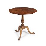 A MAHOGANY AND POLYCHROME DECORATED TRIPOD TABLE OF GEORGE III SYTLE
