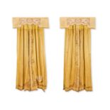 TWO PAIRS OF EMBROIDERED SILK CURTAINS