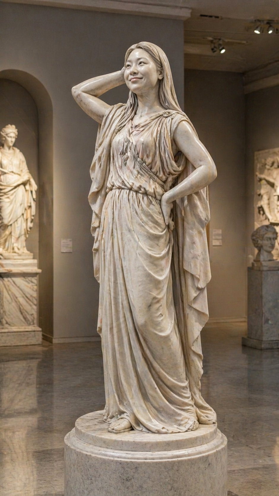 A CARVED CARRARA MARBLE FIGURE OF MAGGIE THE GREAT  100AD  6ft high