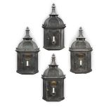 A SET OF FOUR PATINATED BRONZE 'LARGE ORIGINAL WALL LANTERNS', BY JAMB, CONTEMPORARY