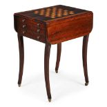 Y A REGENCY ROSEWOOD AND BRASS INLAID PEMBROKE GAMES AND WRITING TABLE, CIRCA 1815