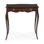 A GEORGE III MAHOGANY SERPENTINE CENTRE OR WRITING TABLE, IN THE MANNER OF JOHN COBB, CIRCA 1765