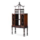A GEORGE III MAHOGANY AND FRET CARVED DISPLAY CABINET ON STAND, CIRCA 1760