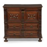 Y A CHARLES II OAK AND FRUITWOOD CHEST OF DRAWERS, CIRCA 1675