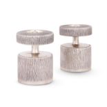 GERALD BENNEY (1930-2008), A LARGE PAIR OF SILVER PEPPER GRINDERS