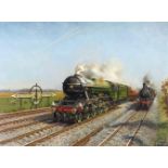λ TERENCE CUNEO (BRITISH 1907-1996), THE FLYING SCOTSMAN HALF WAY ON THE EDINBURGH TO LONDON LINE