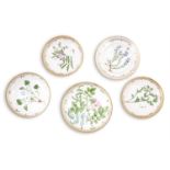 A GROUP OF FIVE ROYAL COPENHAGEN FLORA DANICA PORCELAIN DISHED SERVERS AND BOWLS