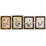 A GROUP OF FOUR GEORGE II IRISH EMBOSSED FLOWER PICTURES BY SAMUEL DIXON