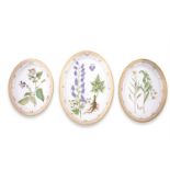 THREE LARGE ROYAL COPENHAGEN FLORA DANICA PORCELAIN OVAL DISHES