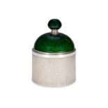 λ GERALD BENNEY (1930-2008), A RARE AND LARGE SILVER AND GREEN ENAMEL ICE BUCKET