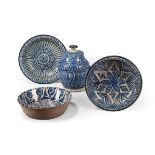 A GROUP OF MOROCCAN TIN GLAZED BLUE AND WHITE POTTERY, 19TH CENTURY