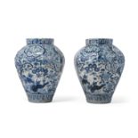 A PAIR OF JAPANESE BLUE AND WHITE OCTAGONAL ARITA VASES, EDO PERIOD, 18TH CENTURY
