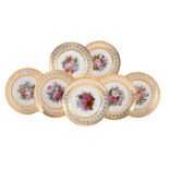 SEVEN PARIS PORCELAIN DESSERT PLATES, CIRCA 1830