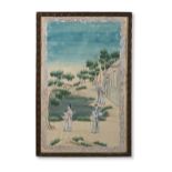 A SET OF FOUR CHINESE EXPORT WALLPAPER PAINTINGS, 19TH CENTURY