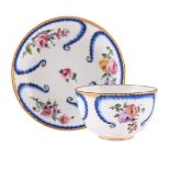 A SÈVRES FEUILLES DE CHOUX TEA BOWL AND SAUCER, CIRCA 1770