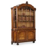 A DUTCH WALNUT AND MARQUETRY GLAZED DISPLAY CABINET, EARLY 19TH CENTURY