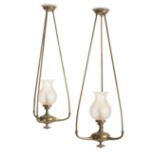 A PAIR OF BRASS HANGING LIGHTS, LATE 19TH CENTURY OR EARLY 20TH CENTURY