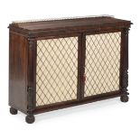 Y A GEORGE IV CARVED ROSEWOOD SIDE CABINET, BY GILLOWS, CIRCA 1830