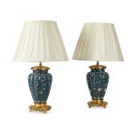 A PAIR OF GILT METAL MOUNTED CLOISONNÉ VASE TABLE LIGHTS, LATE 19TH CENTURY