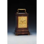 Y A FINE EARLY VICTORIAN ROSEWOOD GIANT CARRIAGE CLOCK WITH PULL TRIP-HOUR REPEAT