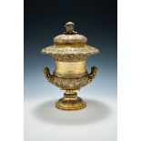 AN INDIAN COLONIAL SILVER GILT TWIN HANDLED TROPHY CUP AND COVER, HAMILTON & CO., CIRCA 1830