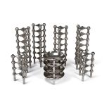 FRITZ NAGEL AND CEASER STOFFI (ATTRIBUTED), MODULAR INTERLOCKING CANDLESTICKS; MID-20TH CENTURY