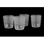 LALIQUE, FOUR 'MOSSI' CANDLEHOLDERS, 21ST CENTURY