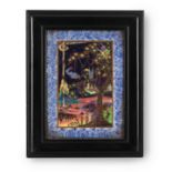 DAISY MAKEIG-JONES (ENGLISH, 1881-1945), 'ELVES IN A PINE TREE' FAIRYLAND LUSTRE PLAQUE, CIRCA 1925