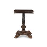AN EBONISED TEAK TILT TOP PEDESTAL TABLE, INDIAN, SECOND HALF 19TH CENTURY